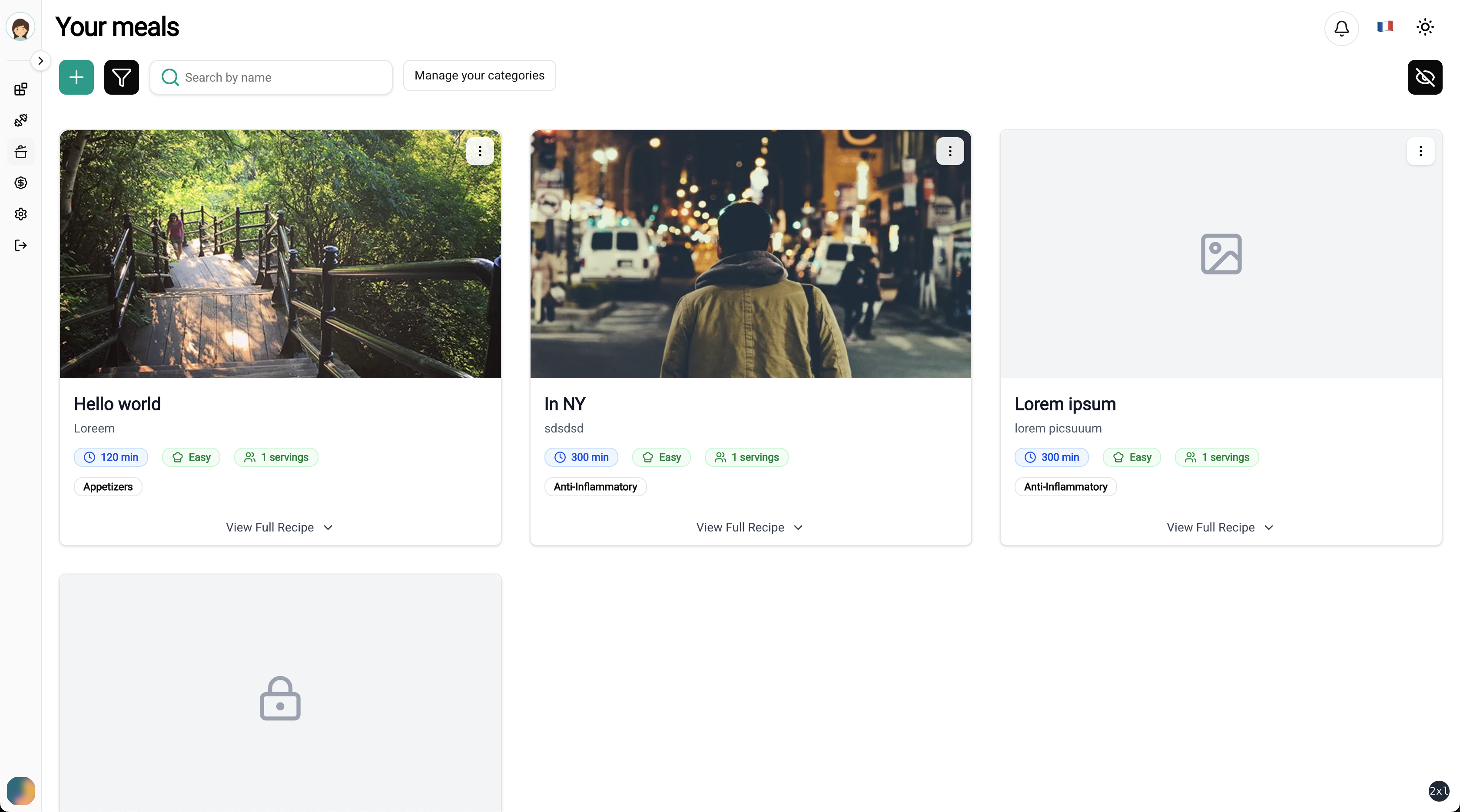 Food Tracking - Meals Overview